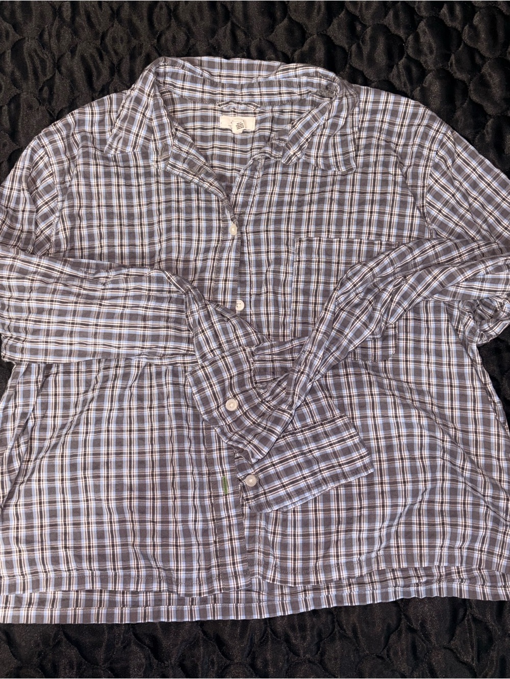 Women’s Plaid Button-Up Shirt - Blue/Grey